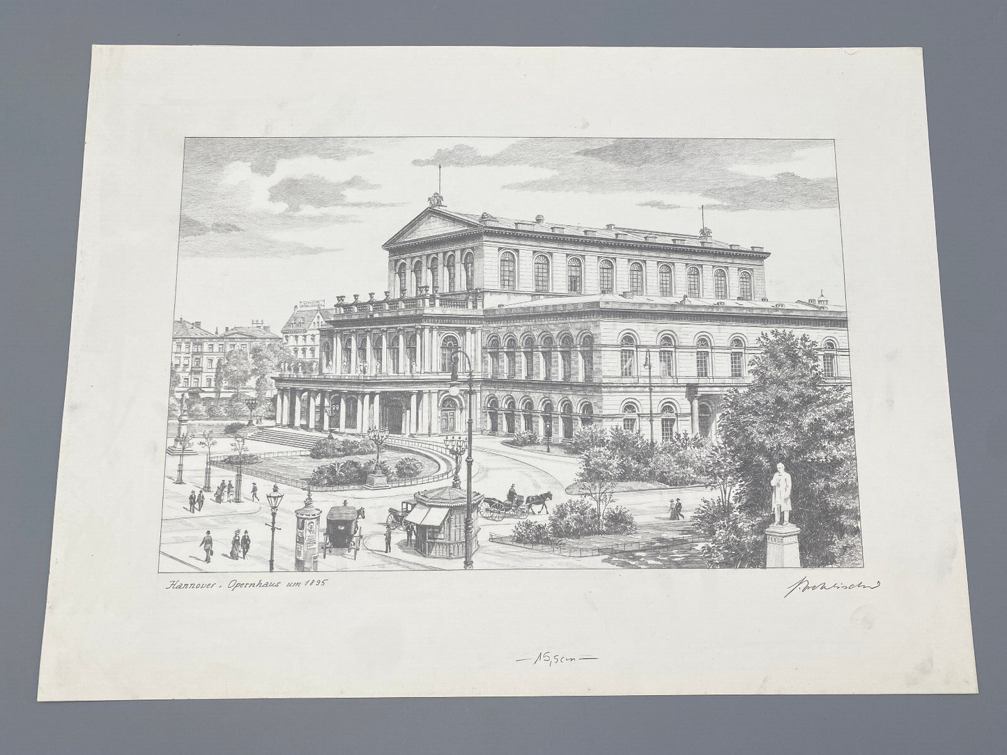 DEUTSCHER KÜNSTLER HEINZ WEHLISCH ZEICHNUNG HANNOVER OPERNHAUS UM 1895 SIGNIERT