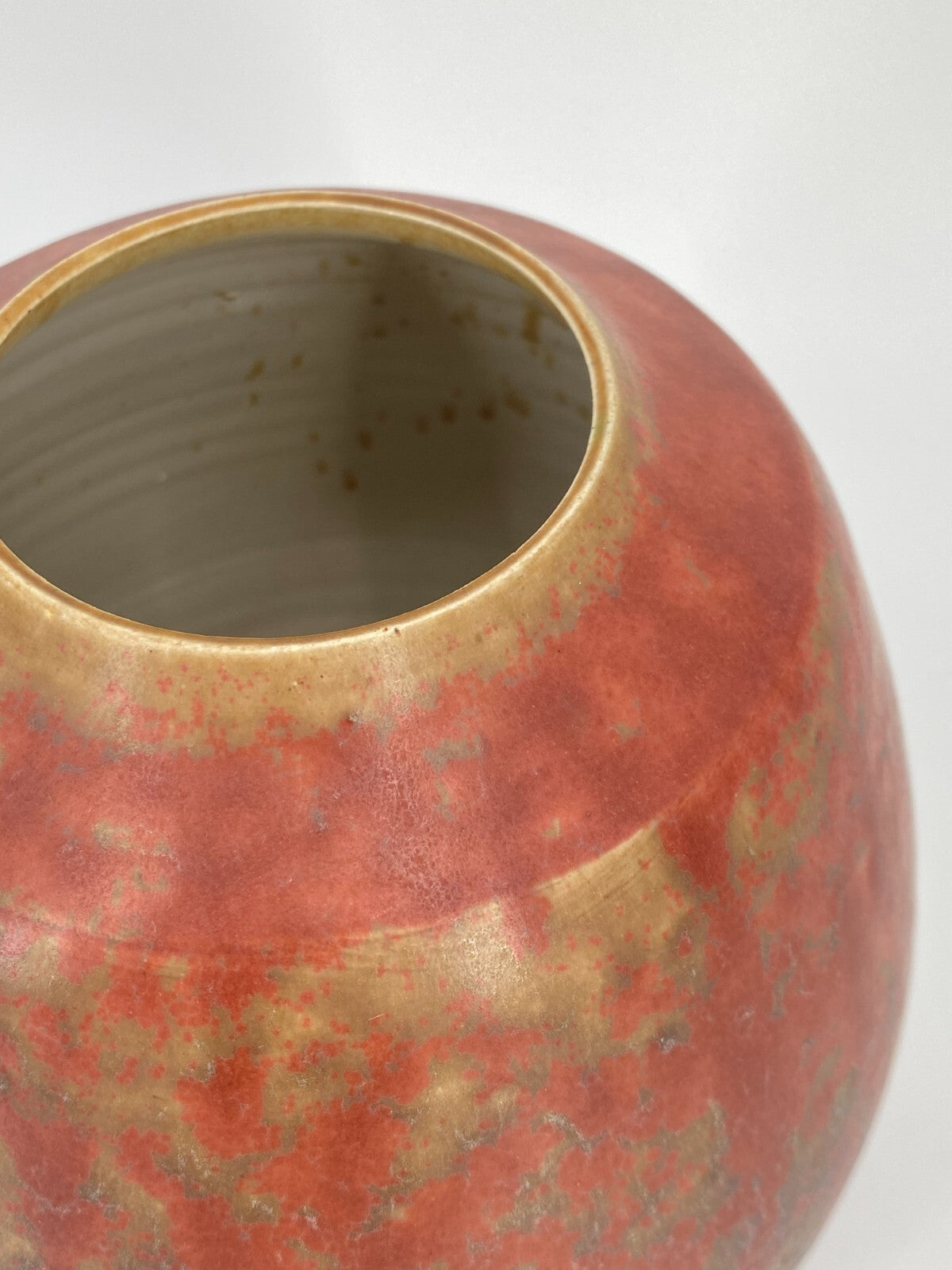 * VASE HORST SEIFERT OVAL KUGEL ROT MID CENTURY SIGNIERT KERAMIK KUNST VINTAGE