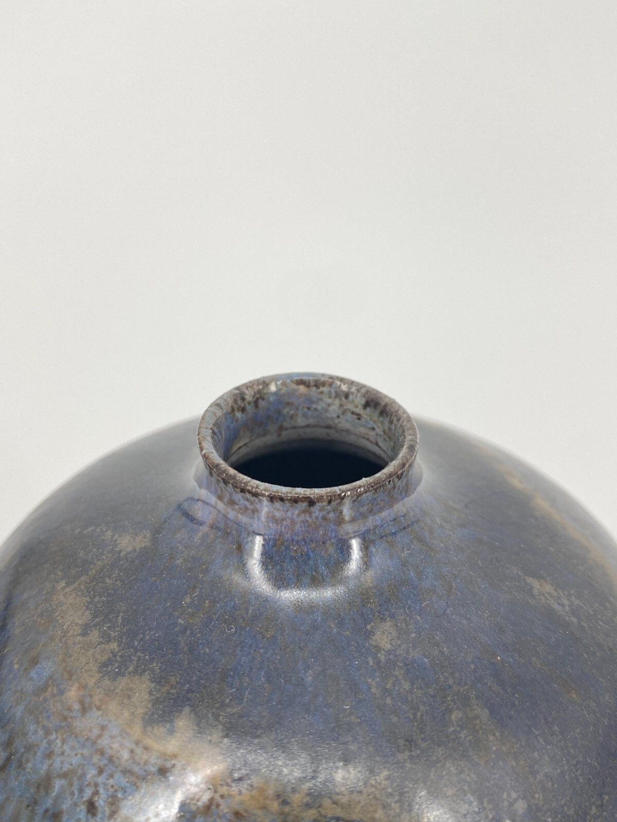 * STUDIOKERAMIK VASE GRAU BLAU BRAUN METALLIC "R" 16,5CM