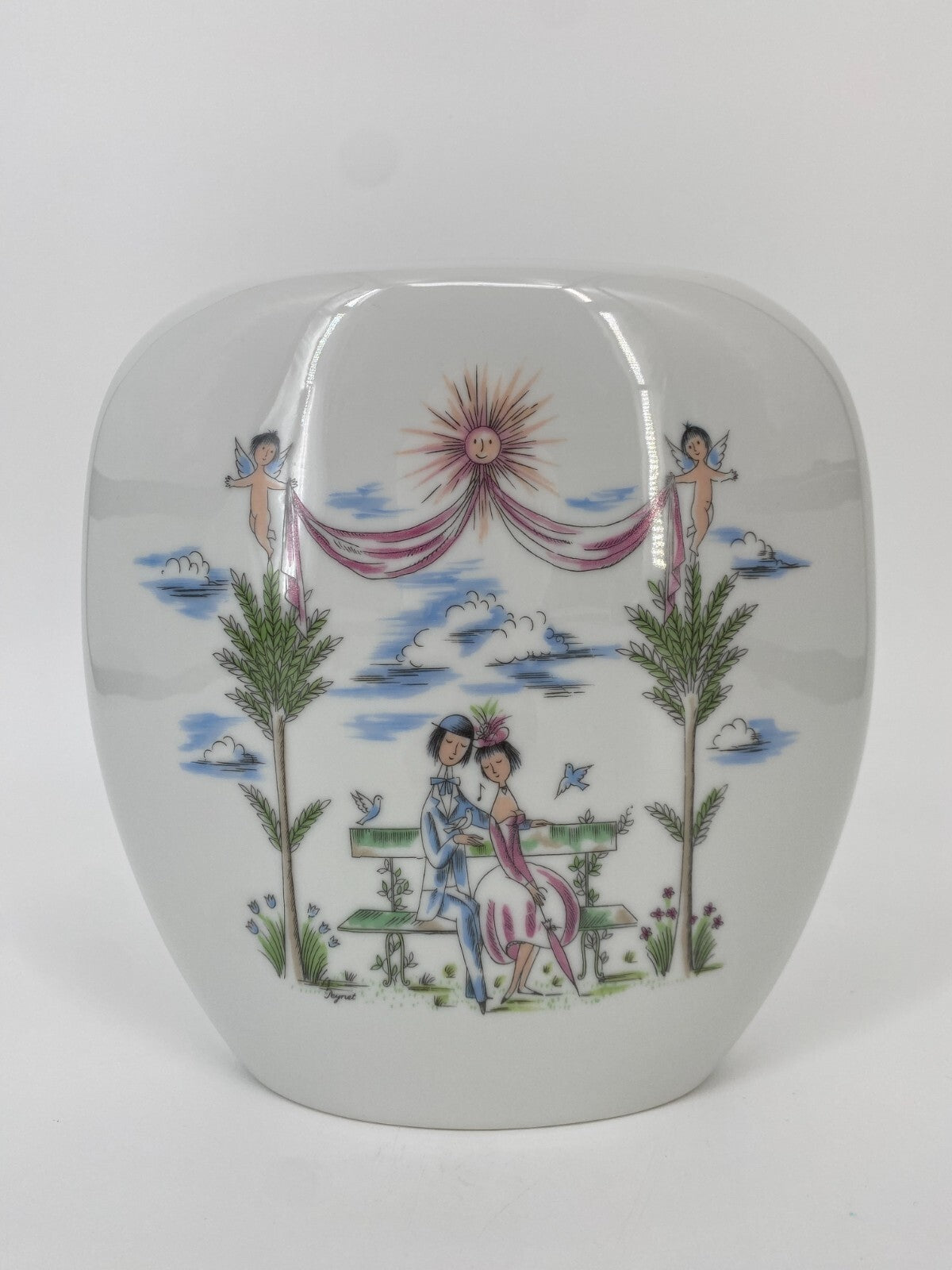 * PORZELLAN VASE ROSENTHAL KUNSTABTEILUNG PEYNET ILLUSTRATION LIEBESPAAR  22CM