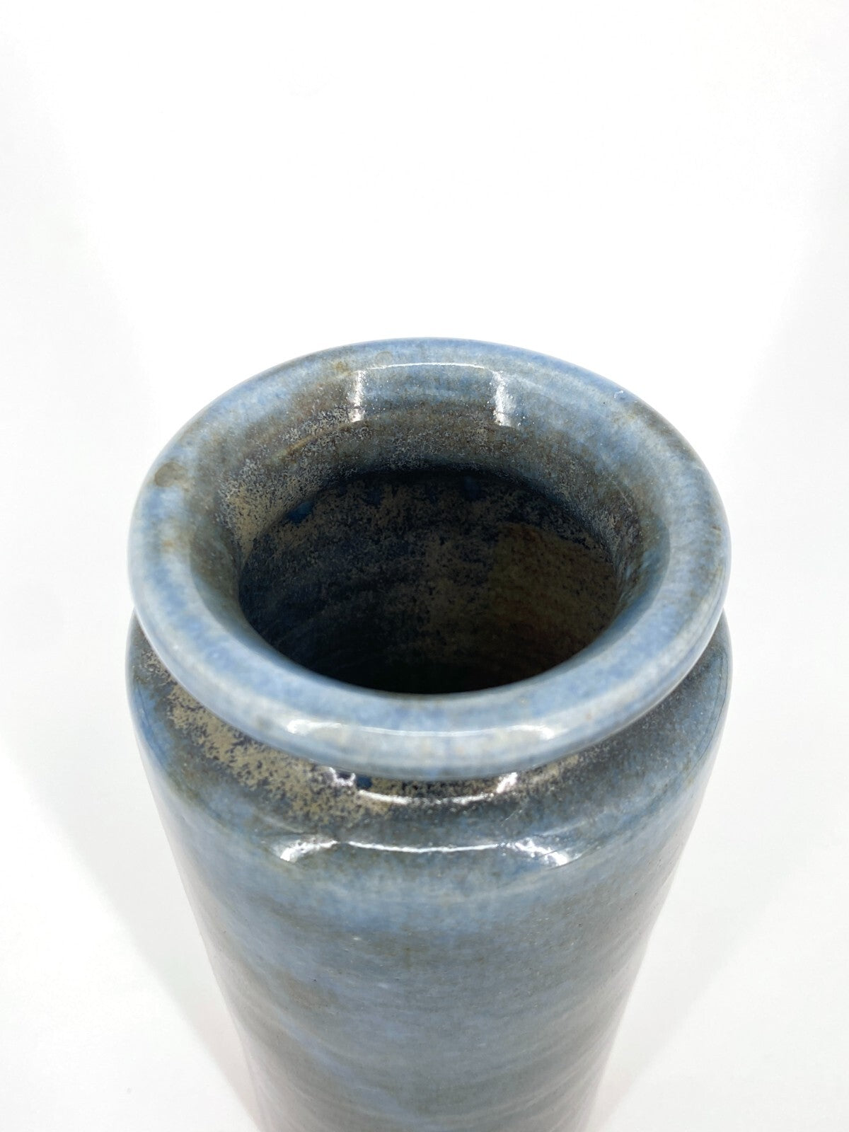* STUDIO KERAMIK VASE BLAU TÜRKIS GRAU BRAUN GLÄNZEND 21CM VINTAGE
