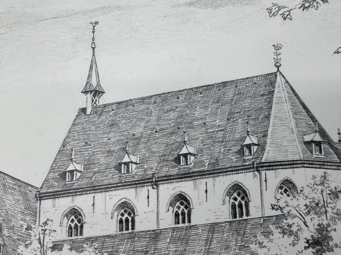 * HEINZ WEHLISCH ZEICHNUNG NORDEN LUDGERIKIRCHE ANSICHT SIGNIERT