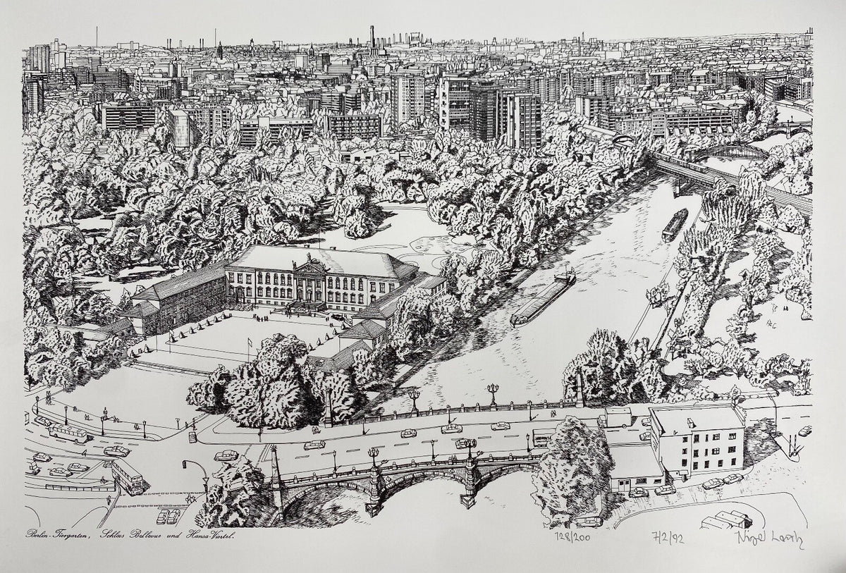 * NIGEL LEACH GRAFIK DRUCK BELLEVUE VOGELPERSPEKTIVE BERLIN HANSAVIERTEL