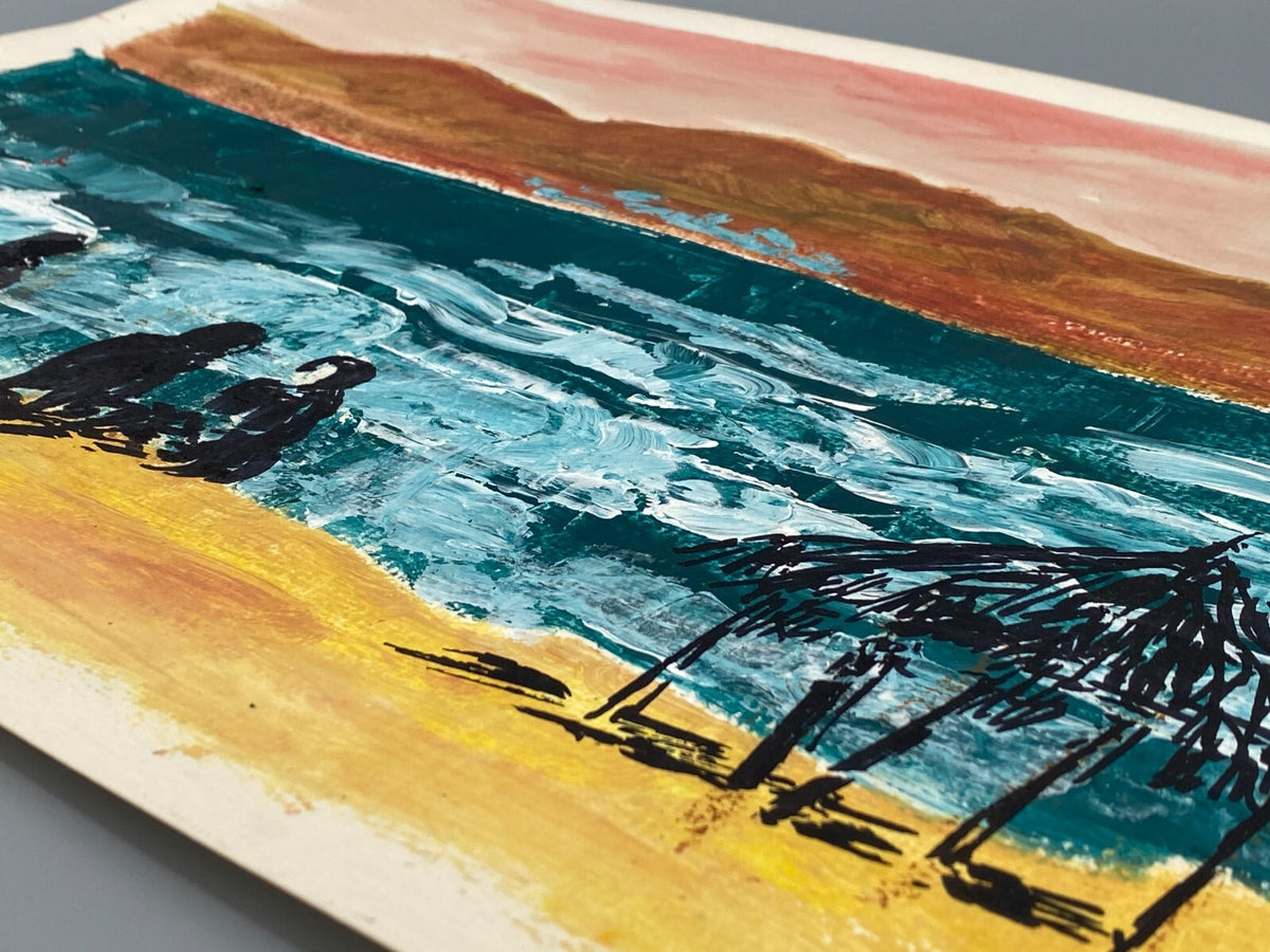 *GEMÄLDE ACRYL AQUARELL LANDSCHAFT NAHOST SEE MEER FIGUREN WÜSTE HANNSE UNIKAT