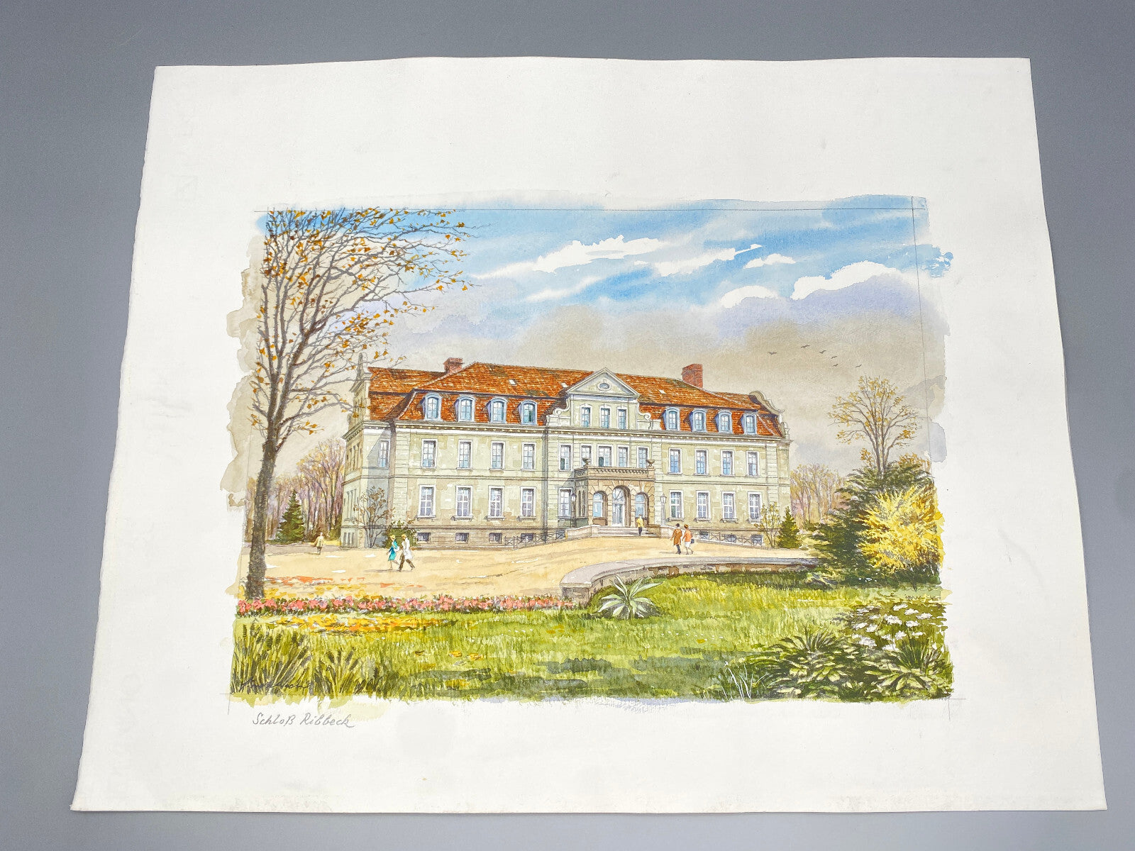 DEUTSCHER KÜNSTLER HEINZ WEHLISCH AQUARELLIERTE ZEICHNUNG SCHLOSS RIBBECK NAUEN