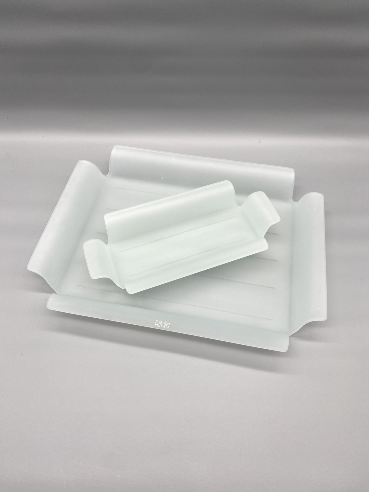 PRODUZIONE PRIVATA MICHELE DE LUCCHI TABLETT GLAS DESIGN PAAR TRAY DESIGN ITALY