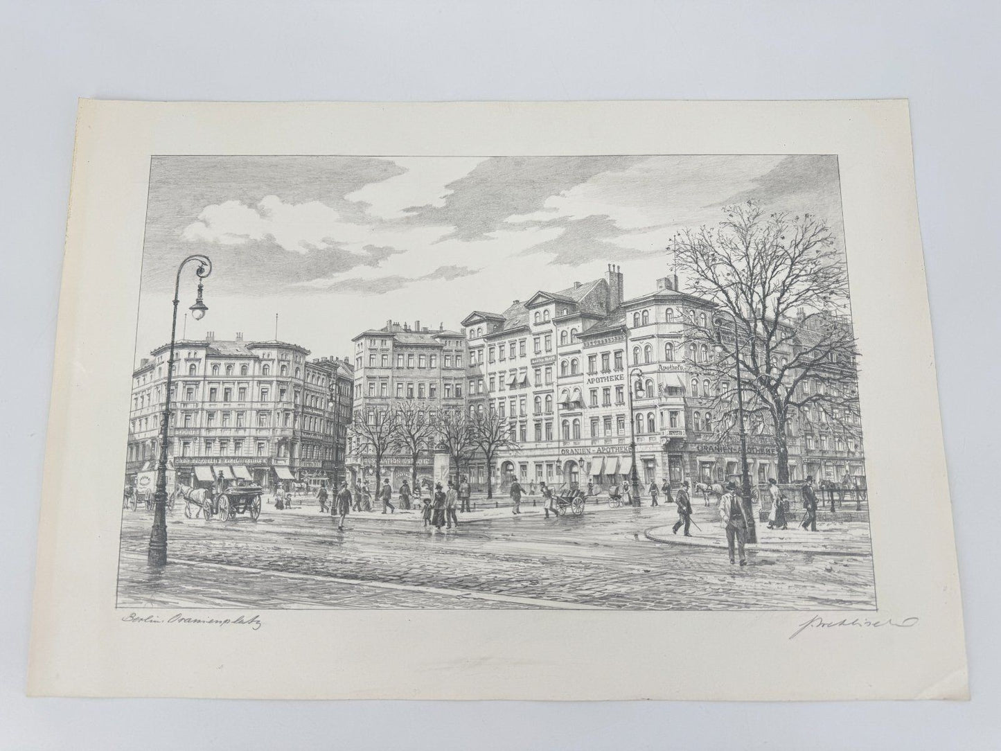 * HEINZ WEHLISCH ZEICHNUNG ORANIENPLATZ BERLIN UM 1912 ANSICHT