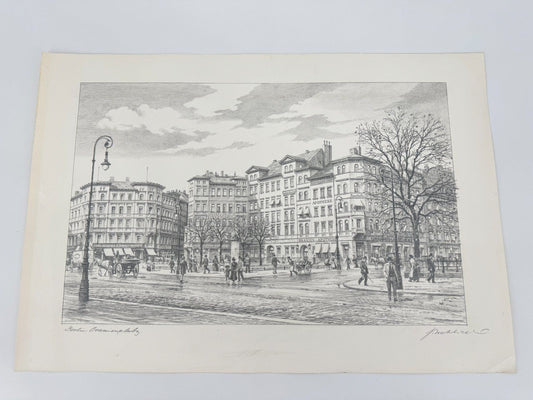 * HEINZ WEHLISCH ZEICHNUNG ORANIENPLATZ BERLIN UM 1912 ANSICHT