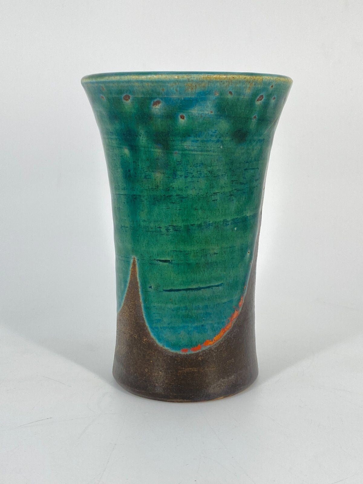 * STUDIOKERAMIK VASE TROMPETEN TRICHTER FORM VINTAGE KERAMIK
