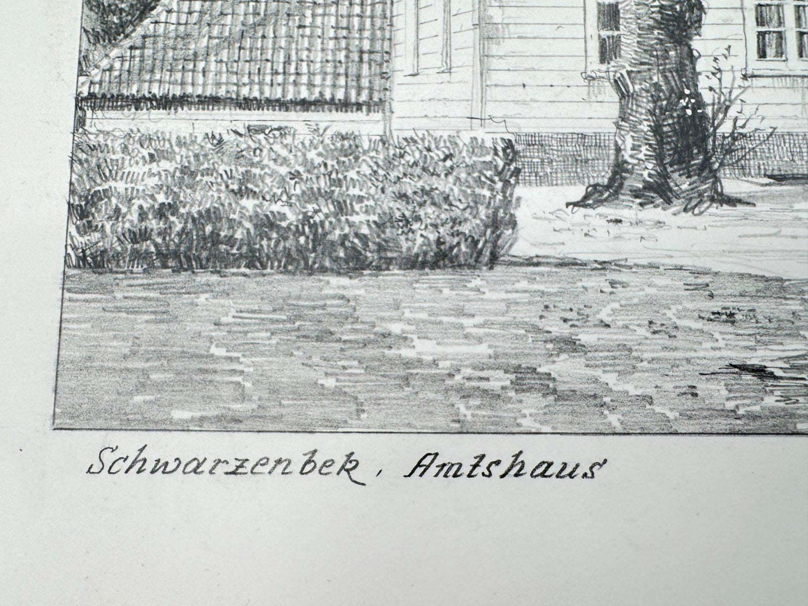 * HEINZ WEHLISCH ZEICHNUNG SCHWARZENBEK AMTSHAUS ANSICHT SIGNIERT
