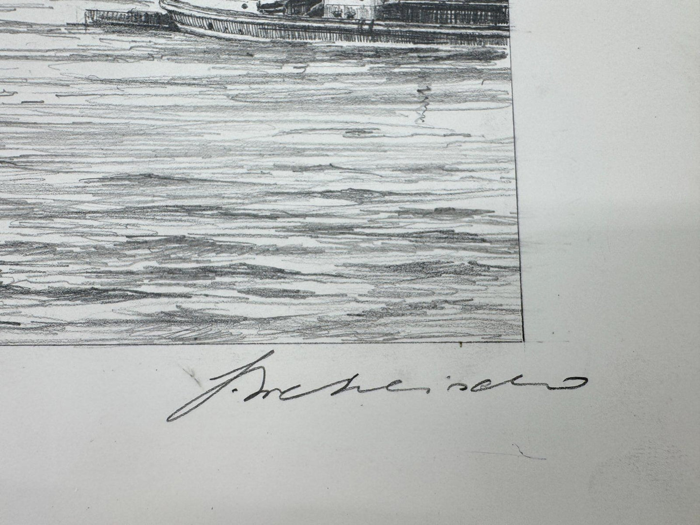 * HEINZ WEHLISCH ZEICHNUNG NECKARGEMÜND SIGNIERT