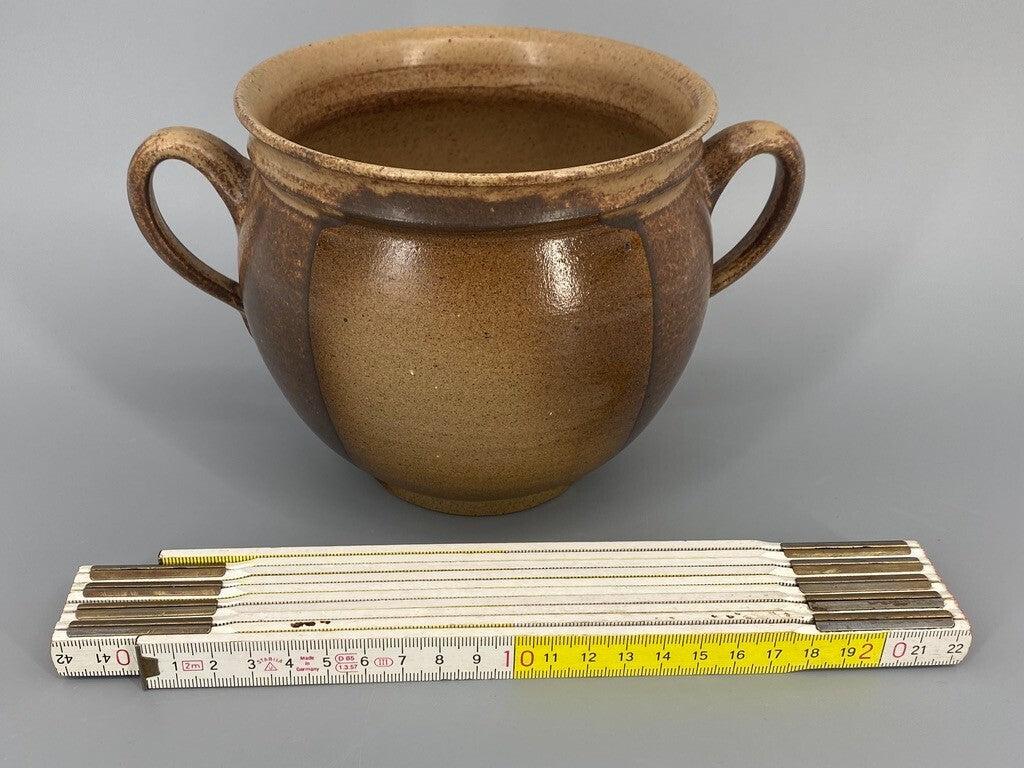 * HENKELVASE KRUG ÜBERTOPF STUDIOKERAMIK TOPF KERAMIK SIGNIERT K MID CENTURY