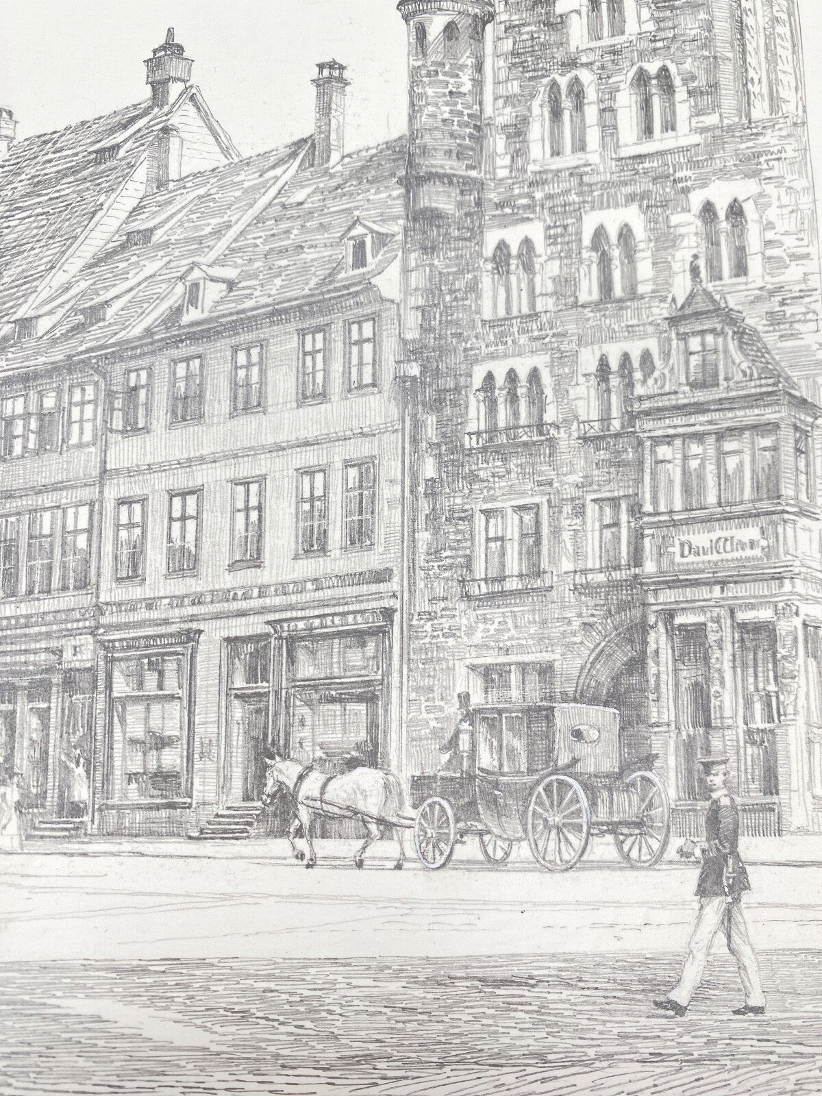 HEINZ WEHLISCH ZEICHNUNG ANSICHT HILDESHEIM 1885 HANDSIGNIERT