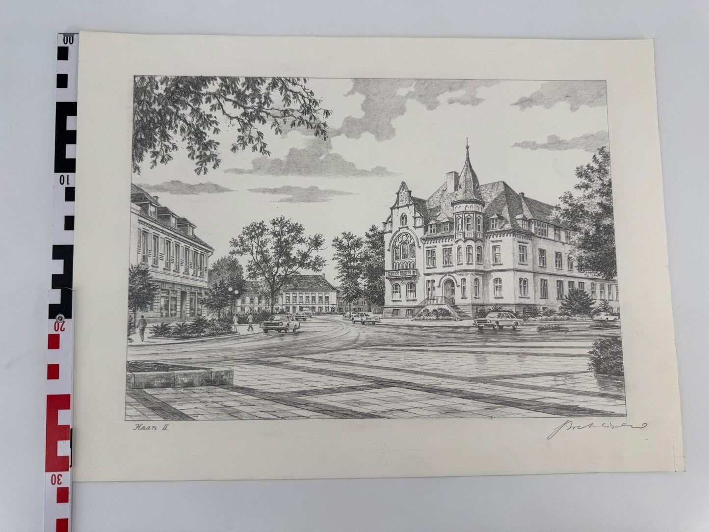 * HEINZ WEHLISCH ZEICHNUNG HAAN RATHAUS UM 1980 SIGNIERT