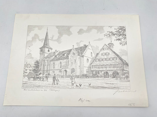 DEUTSCHER KÜNSTLER HEINZ WEHLISCH ZEICHNUNG WEIL IM SCHÖNBUCH  UM 1910 SIGNIERT