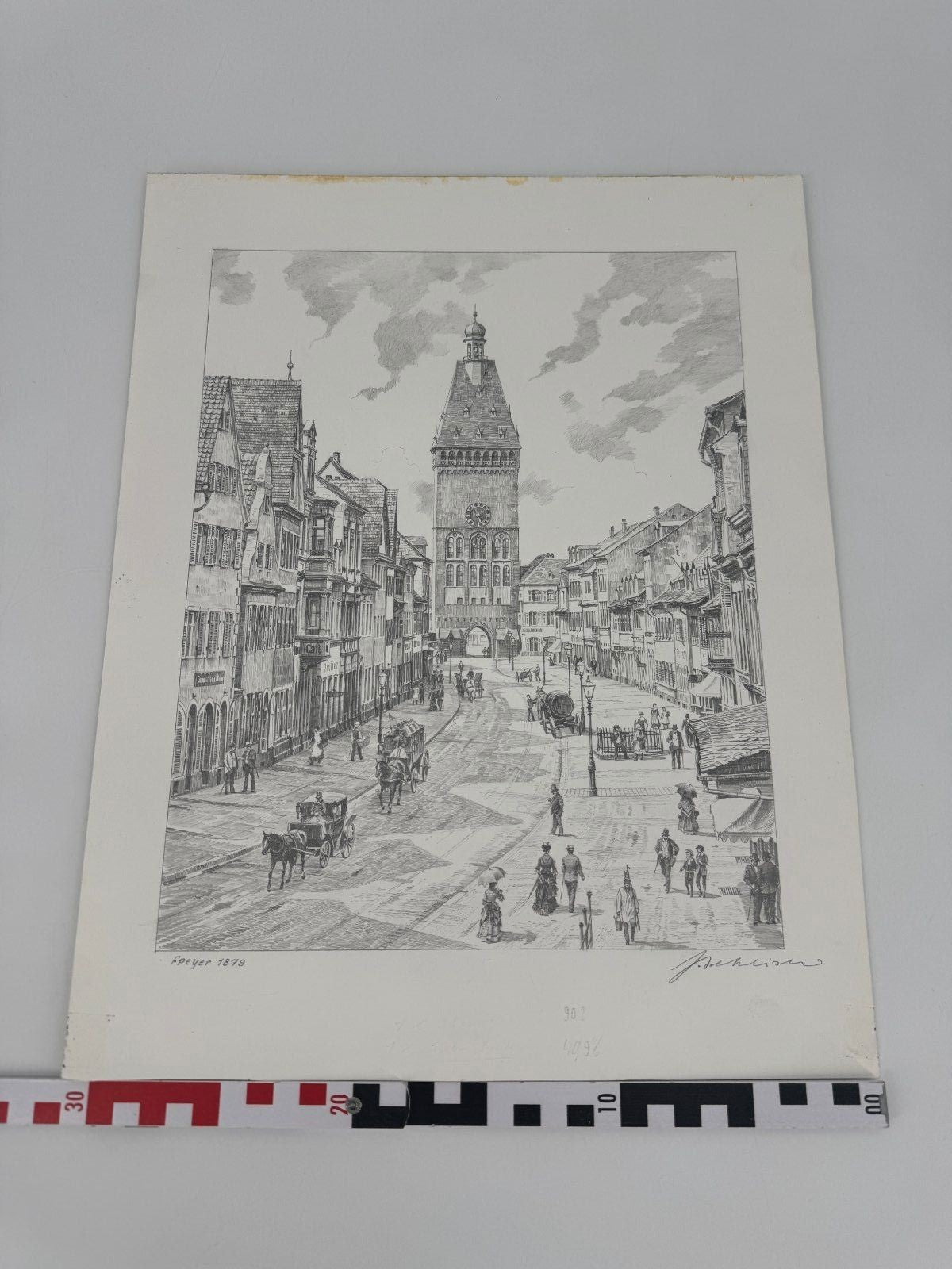 * HEINZ WEHLISCH ZEICHNUNG SPEYER UM 1879 ANSICHT SIGNIERT