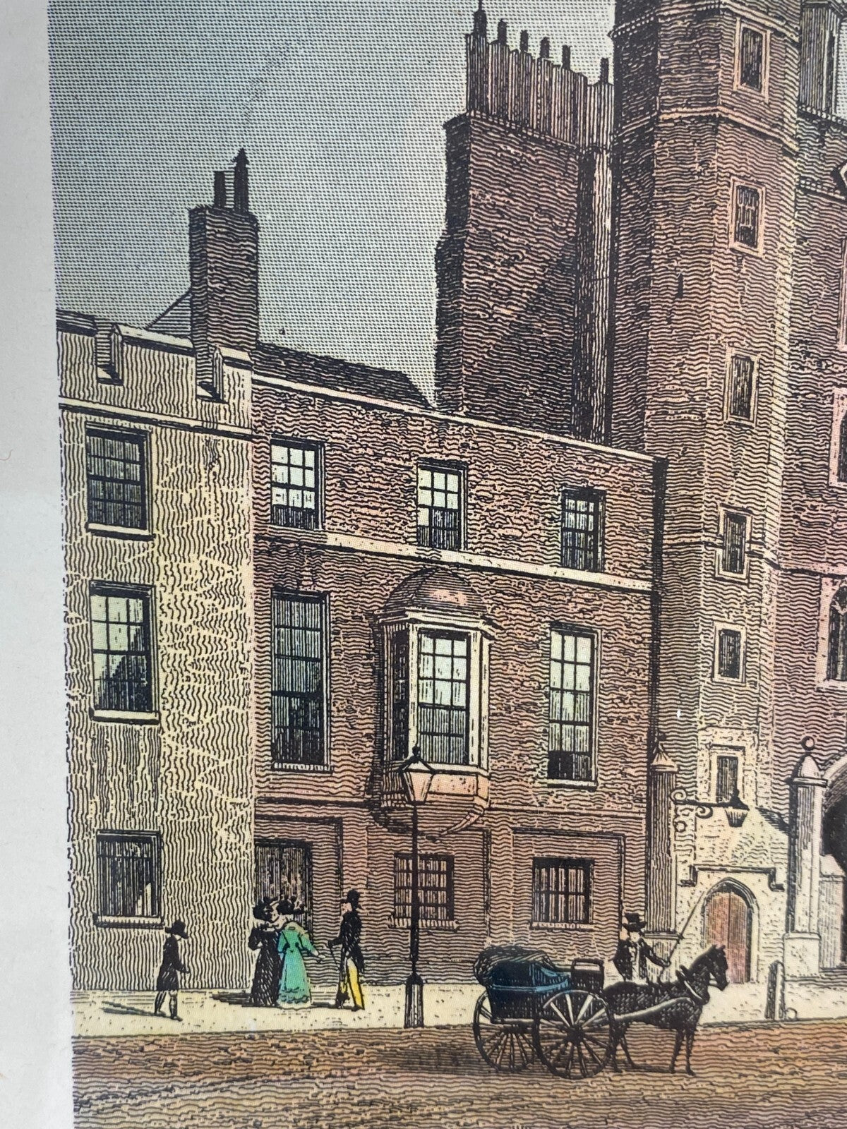 * 2 x DRUCK KUNSTDRUCK RADIERUNG NEW COLLEGE OXFORD ST. JAMES PALACE PALL MALL