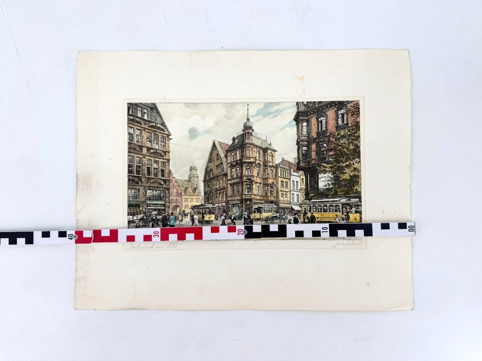* GRAFIK KOLORIERT DORTMUND 1910 RATHAUS NRW TRAM WEHLISCH 