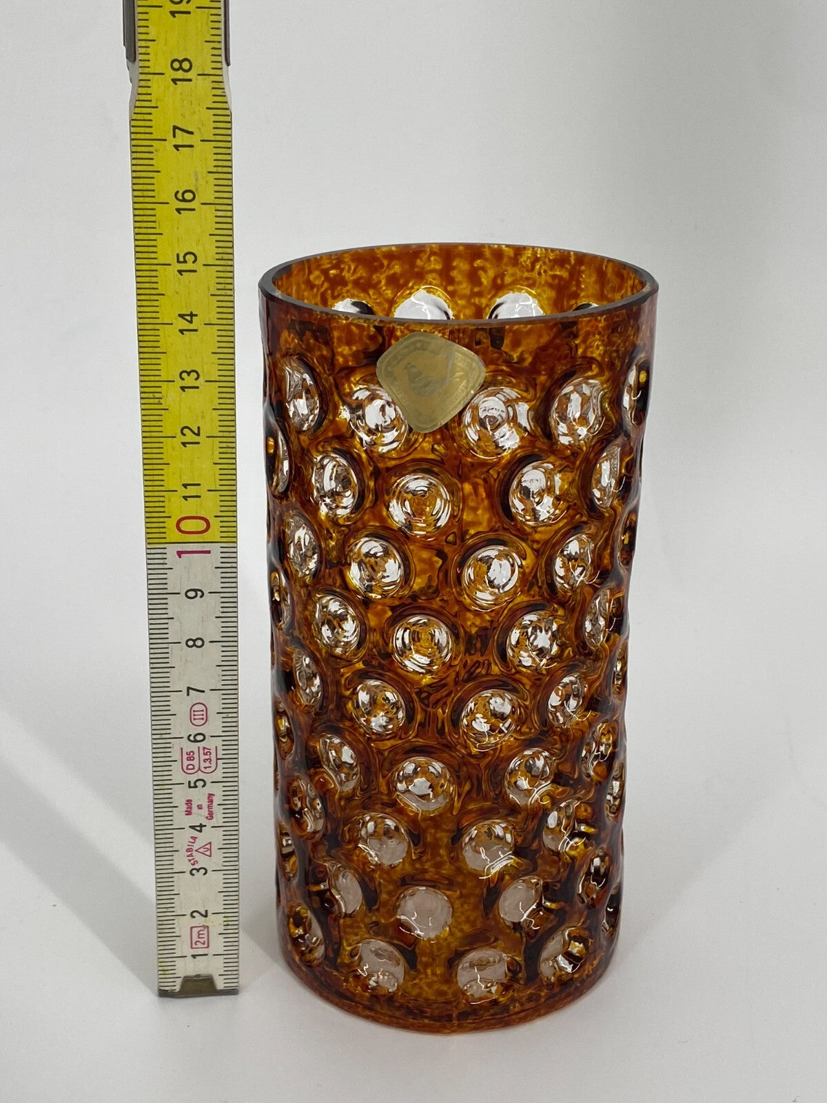 * GLAS VASE ALFRED TAUBE  BERNSTEINFARBEN VINTAGE BUBBLE