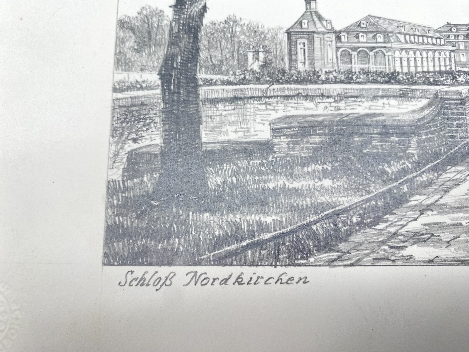 DEUTSCHER KÜNSTLER HEINZ WEHLISCH ZEICHNUNG SCHLOSS NORDKIRCHEN HANDSIGNIERT