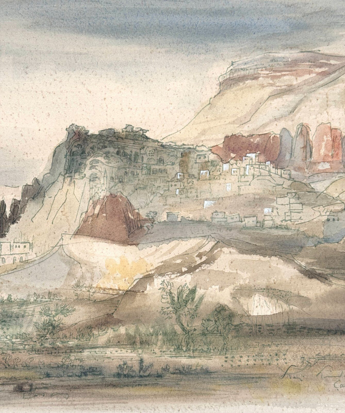 * GEMÄLDE AQUARELL LANDSCHAFT ITALIEN 1968 SIGNIERT UNIKAT