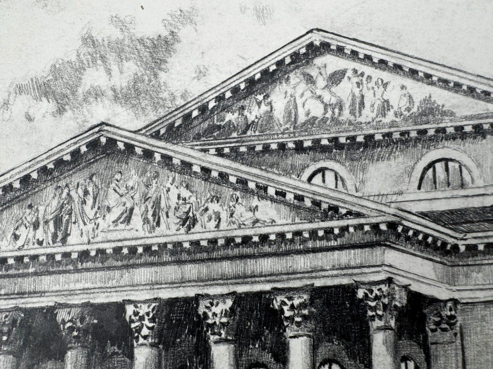 * HEINZ WEHLISCH ORIGINAL ZEICHNUNG NATIONALTHEATER MÜNCHEN ANSICHT