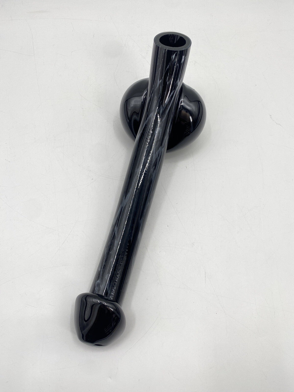 * GLAS VASE LIEGEND PHALLUS PENIS MARMORIERT HANDARBEIT MUNDGEBLASEN VINTAGE