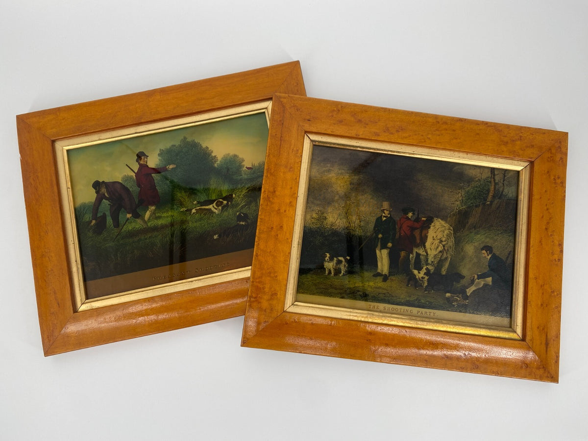 *2x KUNSTDRUCK PHEASANT SHOOTING PARTY JAGDSZENE ENGLAND SAMUEL HOWITT GERAHMT
