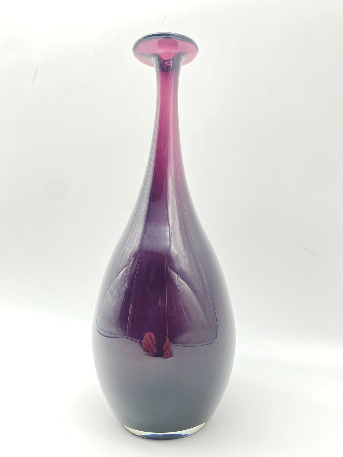 MID CENTURY KUNSTGLAS VASE VIOLETT MUNDGEBLASEN ITALIEN 70ER VINTAGE