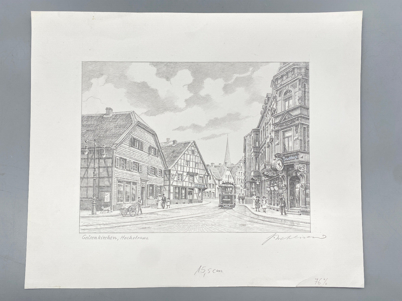HEINZ WEHLISCH 2X ZEICHNUNGEN GELSENKIRCHEN ANSICHTEN ORIGINALE ZEICHNUNGEN