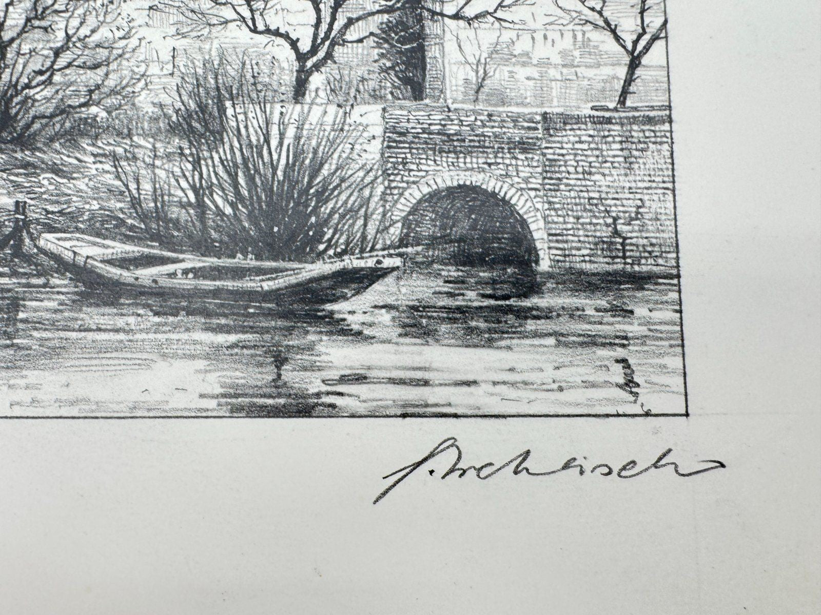 * HEINZ WEHLISCH ZEICHNUNG DORENBURG KREFELD UM 1900 ANSICHT SIGNIERT