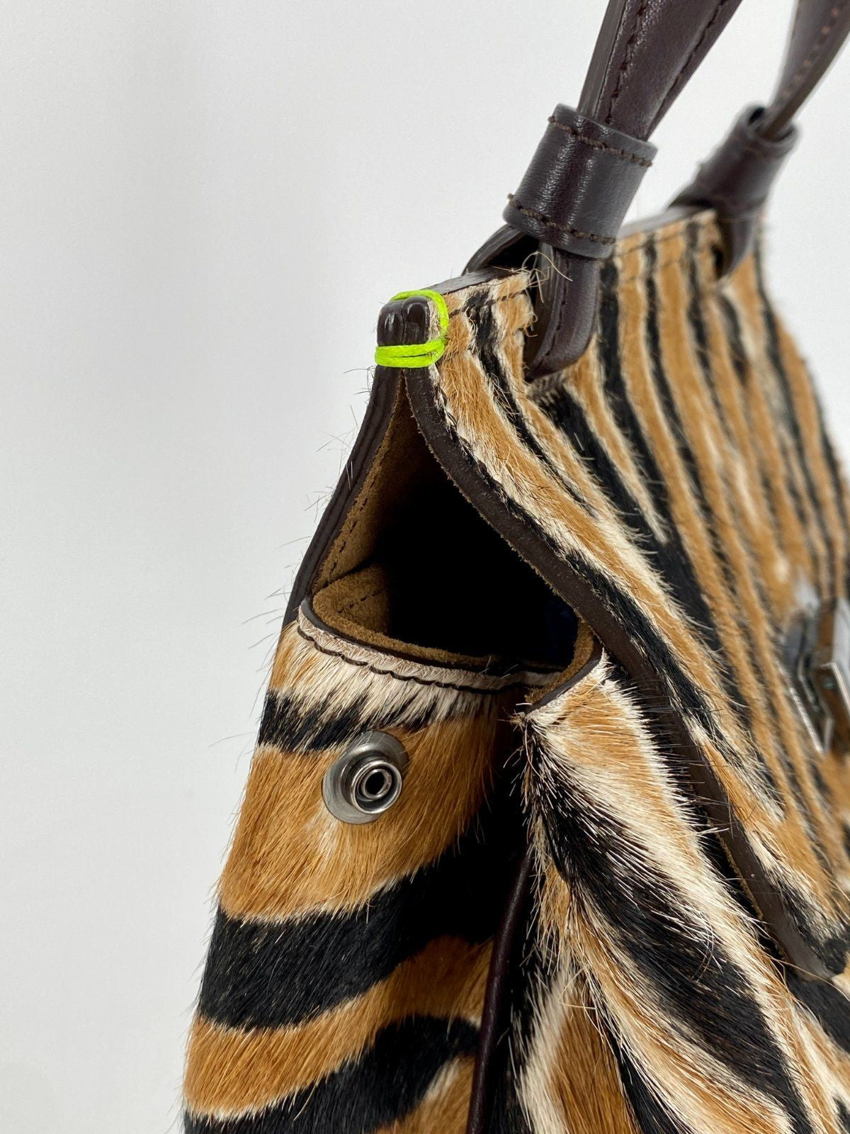 * ROSAMARO HANDGEMACHTE HANDTASCHE ITALIEN LEDER ZEBRA PRINT
