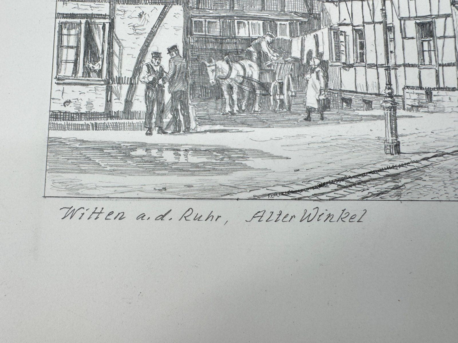 * HEINZ WEHLISCH ZEICHNUNG WITTEN RUHR ALTER WINKEL ANSICHT SIGNI