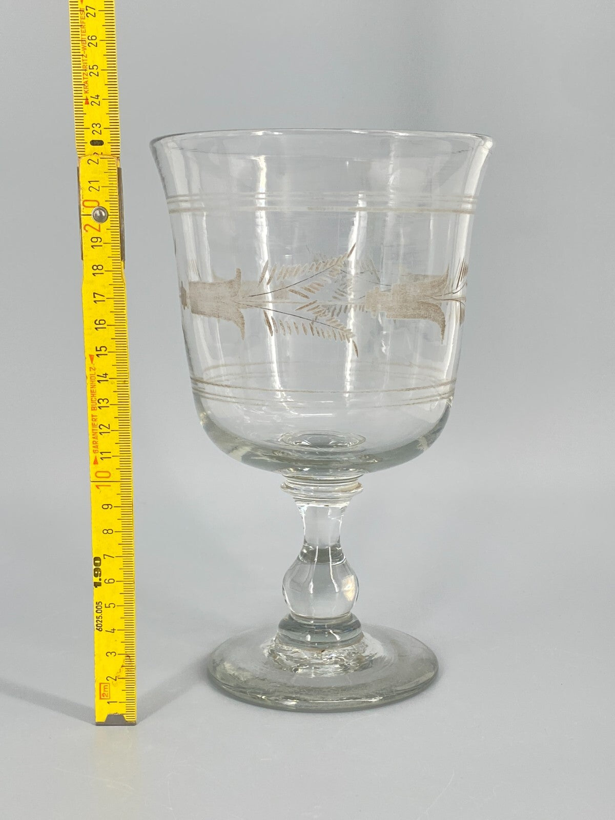 * PRUNKGLAS 23 CM POKAL GROßES GLAS VASE KELCH ANTIK GESCHLIFFEN