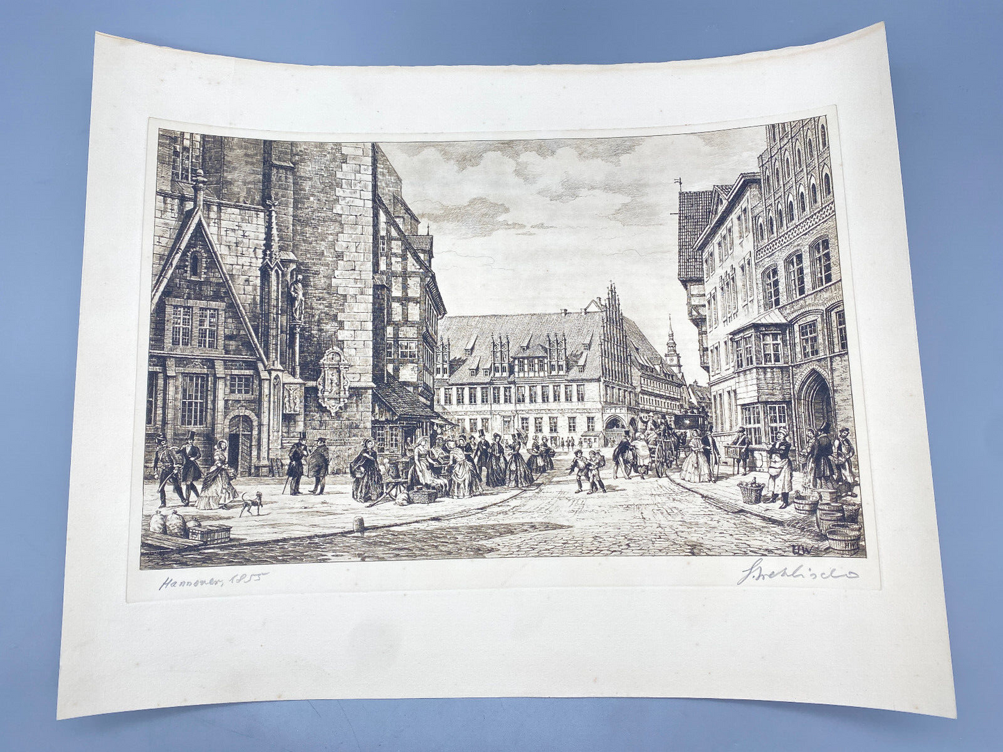 HEINZ WEHLISCH RADIERUNG HANNOVER UM 1855 ORIGINAL HANDABZUG HANDSIGINIERT