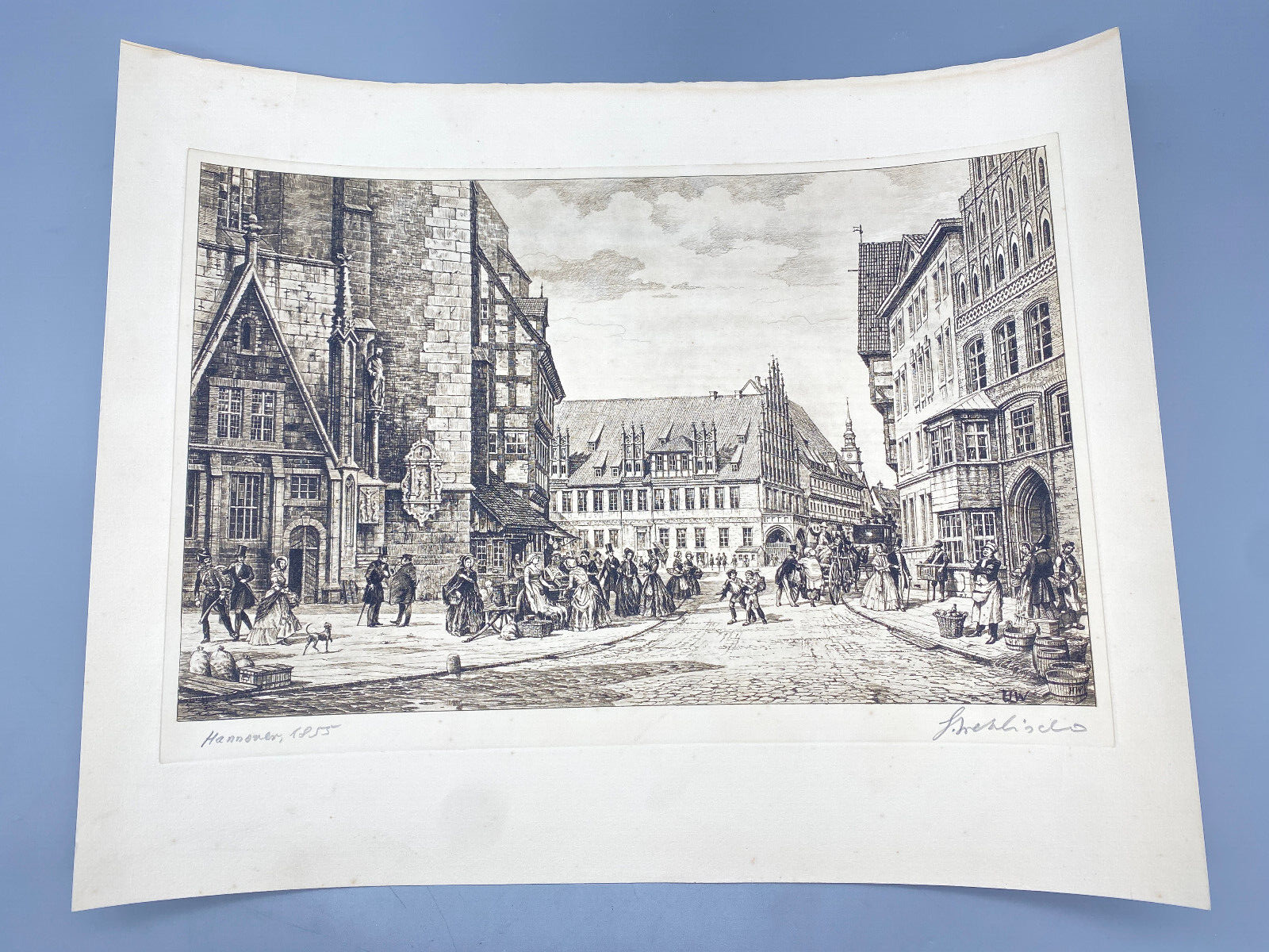HEINZ WEHLISCH RADIERUNG HANNOVER UM 1855 ORIGINAL HANDABZUG HANDSIGINIERT