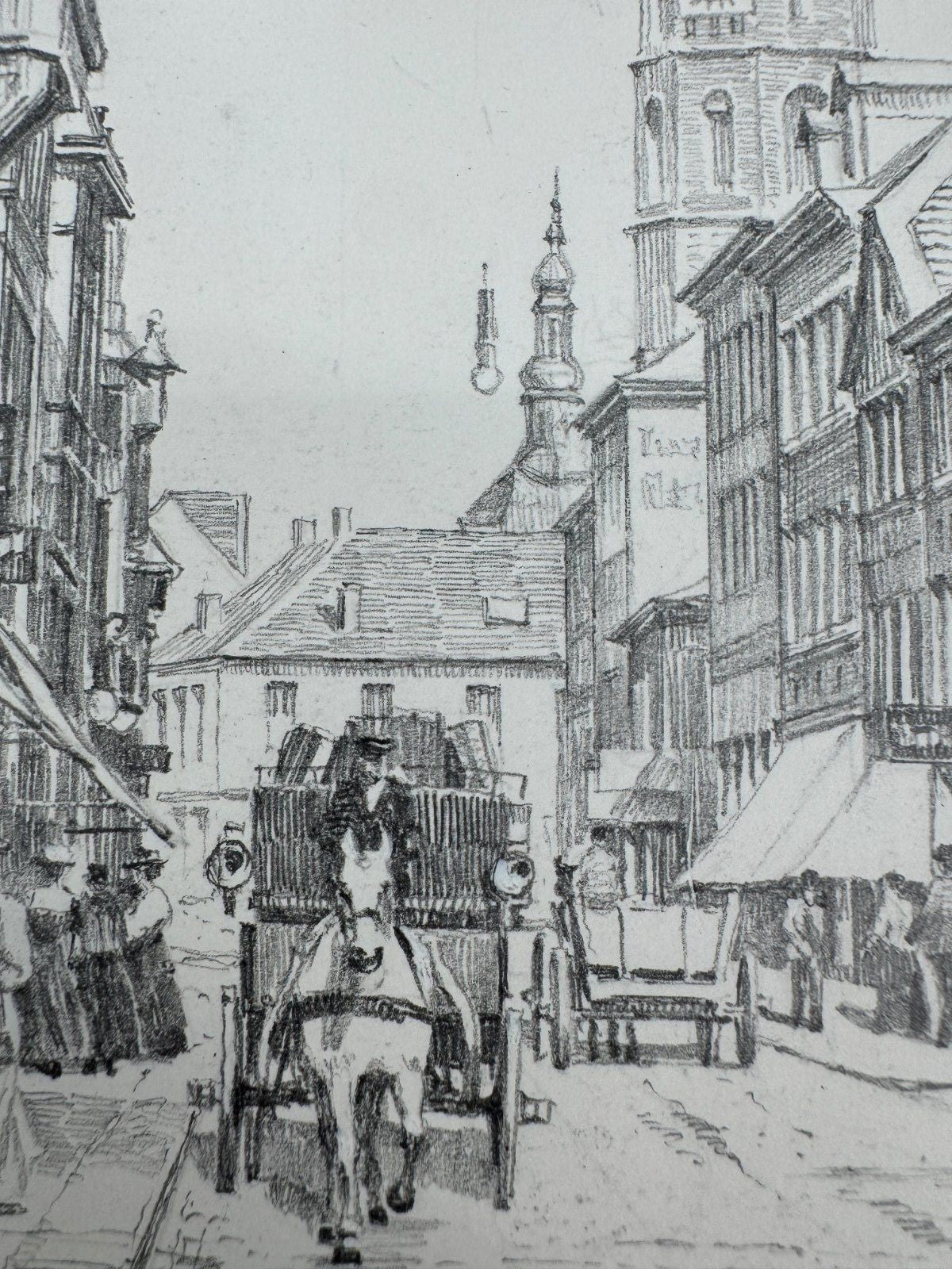 * HEINZ WEHLISCH ZEICHNUNG KAISERSLAUTERN MARKTSTRASSE 1910 ANSICHT