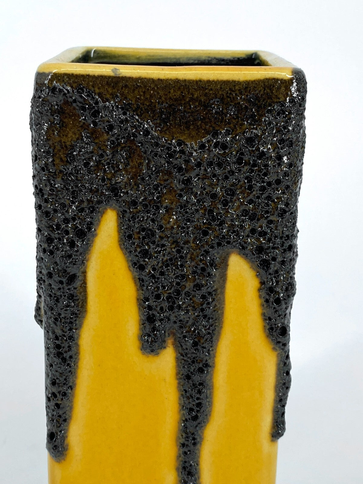 * VASE FOHR KERAMIK LAVA GLASUR GELB 70ER WEST DEUTSCHLAND BLUMENVASE SAMMLER