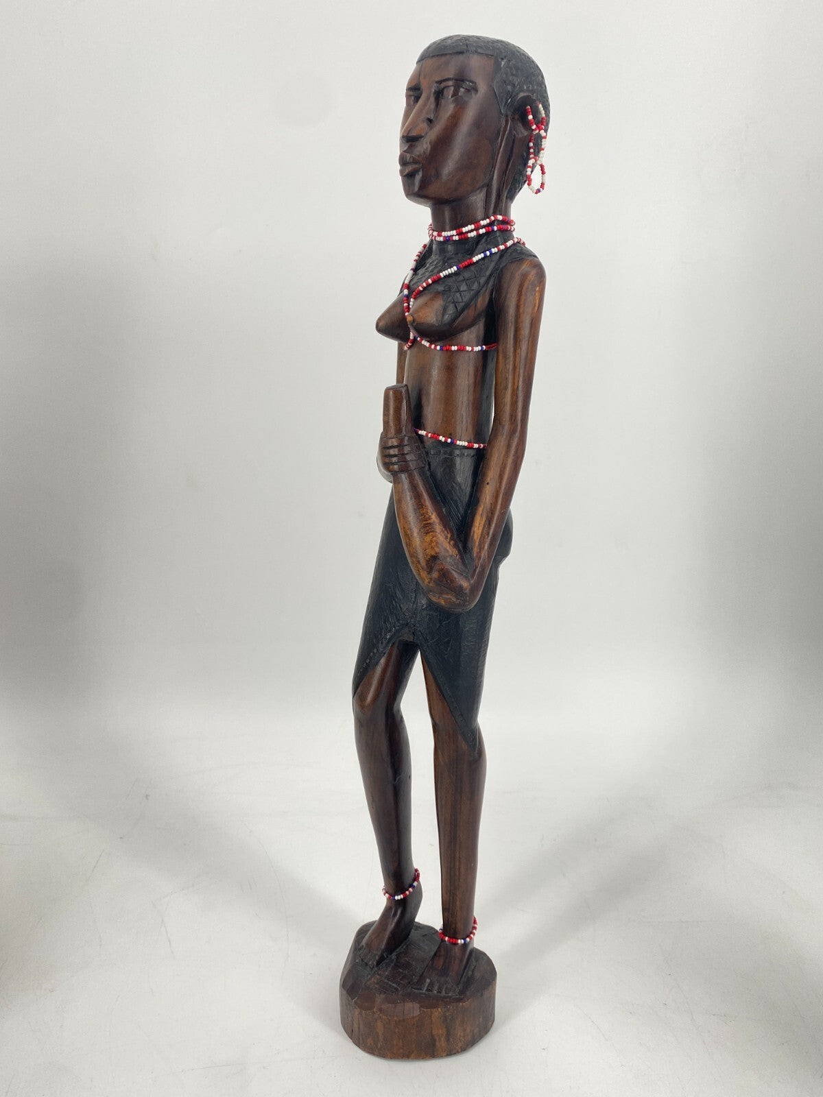 * 2 STK HOLZ FIGUREN MASSAI KENIA AFRIKA MANN FRAU STATUETTE SKULPTUR VINTAGE