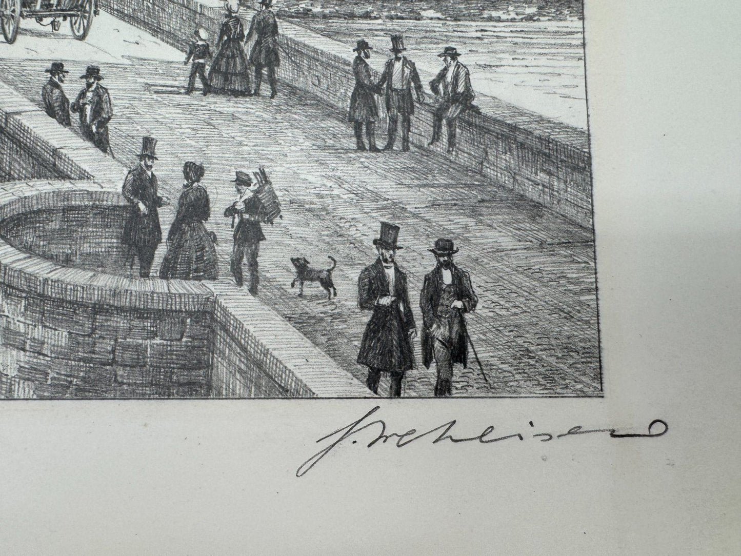 * HEINZ WEHLISCH ZEICHNUNG KITZINGEN UM 1850 ANSICHT SIGNIERT