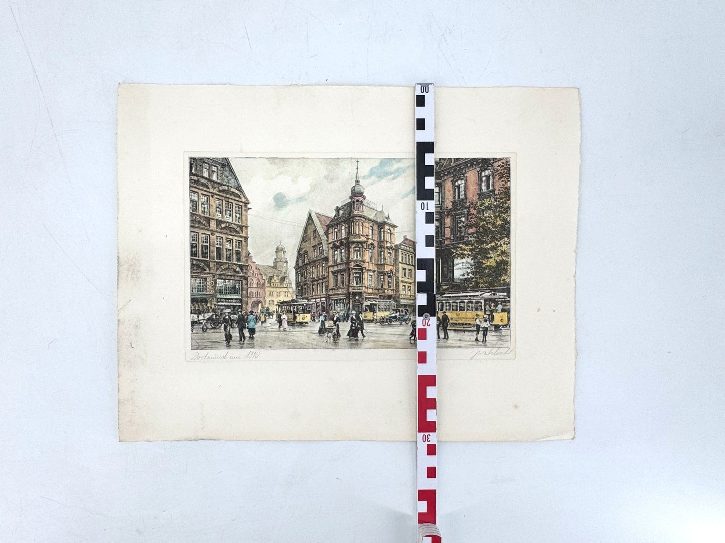 * GRAFIK KOLORIERT DORTMUND 1910 RATHAUS NRW TRAM WEHLISCH 
