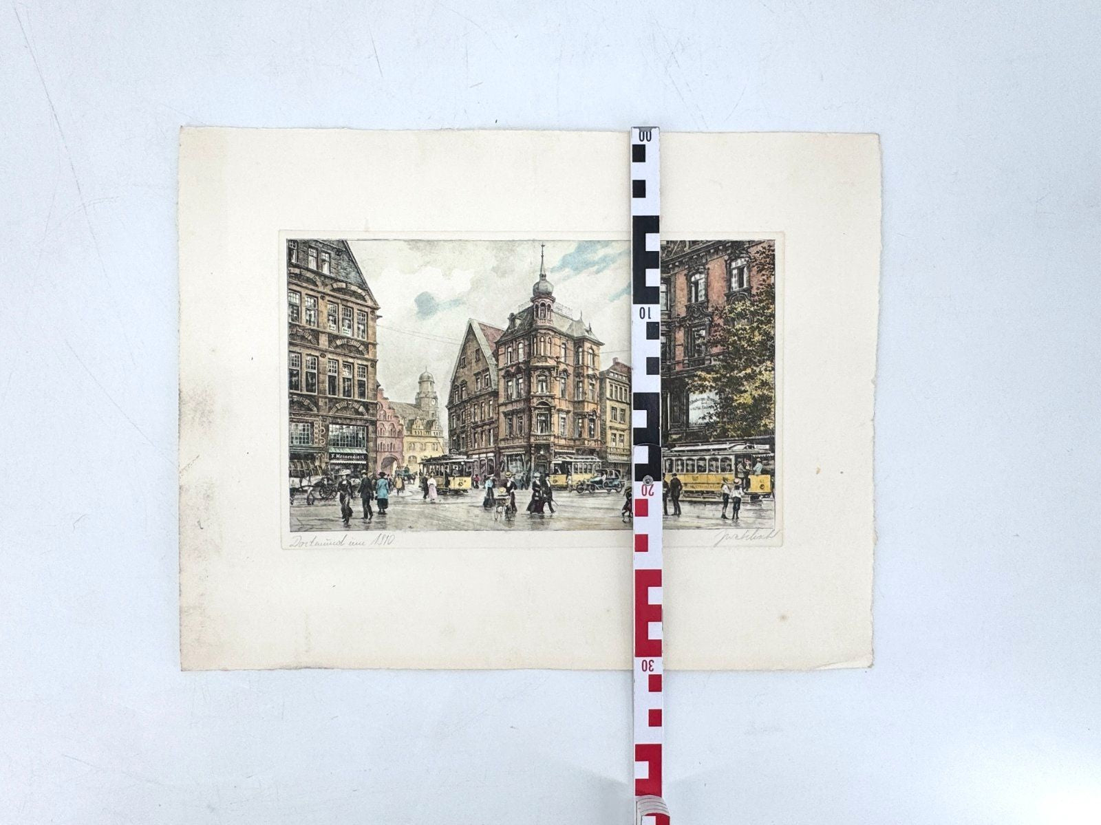 * GRAFIK KOLORIERT DORTMUND 1910 RATHAUS NRW TRAM WEHLISCH 