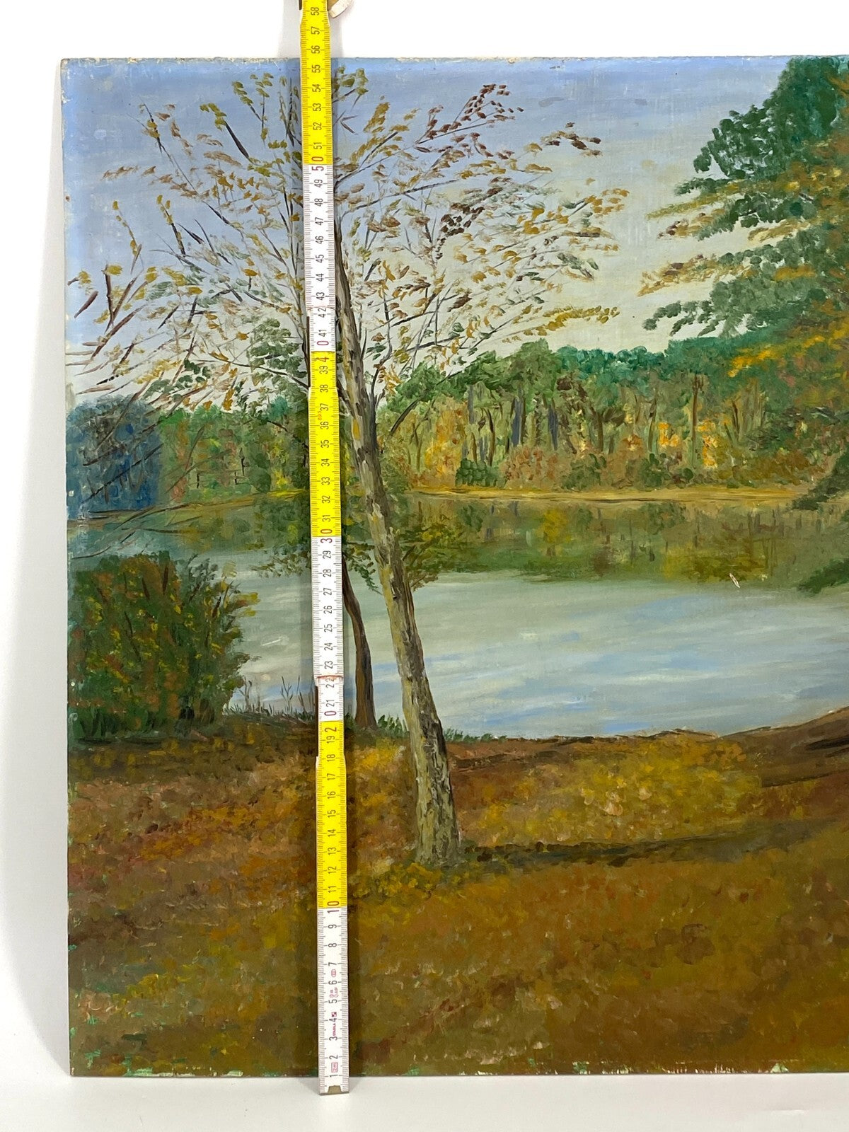 *ÖLGEMÄLDE LANDSCHAFT WALDANSICHT SEE TEICH NATUR HERBST SIGNIERT UNIKAT MALEREI