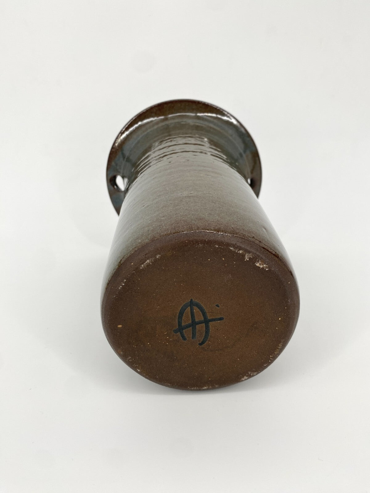 * STUDIO KERAMIK KELCH VASE BRAUN GRÜN 24,5CM MID CENTURY VINTAGE DANISH