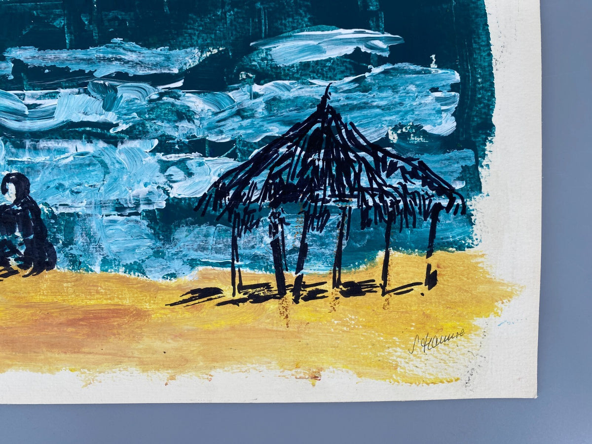 *GEMÄLDE ACRYL AQUARELL LANDSCHAFT NAHOST SEE MEER FIGUREN WÜSTE HANNSE UNIKAT