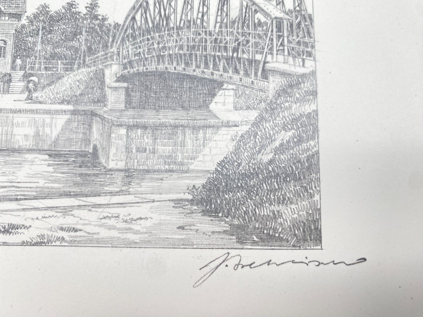 DEUTSCHER KÜNSTLER HEINZ WEHLISCH ZEICHNUNG BERKENTHIN UM 1901 HANDSIGNIERT