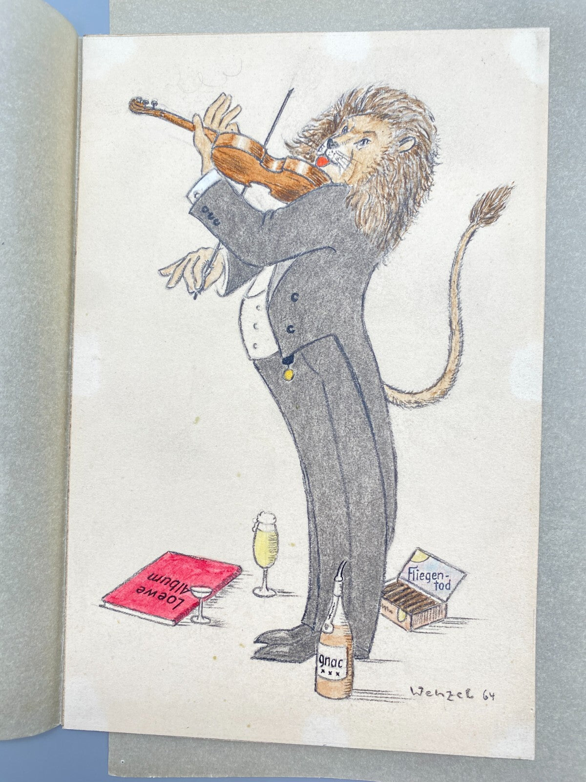 HANS DIETER BAUM NACHLASS ZEICHNUNG WENZEL HUMOR MUSIKER ZEICHNUNG KARIKATUR 60e