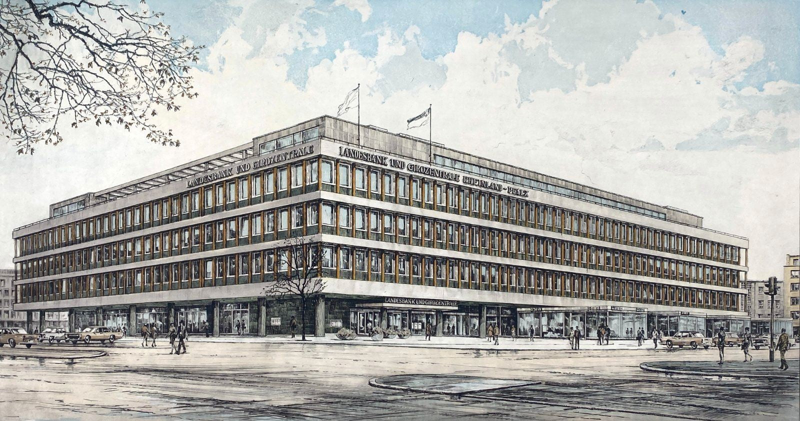 *1v2 GRAFIK HEINZ WEHLISCH LANDESBANK MAINZ VINTAGE OFFSET-LITHO