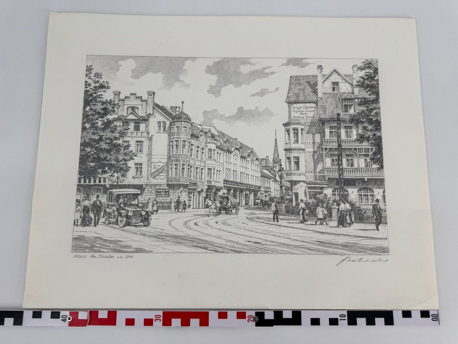 * HEINZ WEHLISCH ZEICHNUNG MOERS AM STEINTOR UM 1910 ANSICHT SIGN