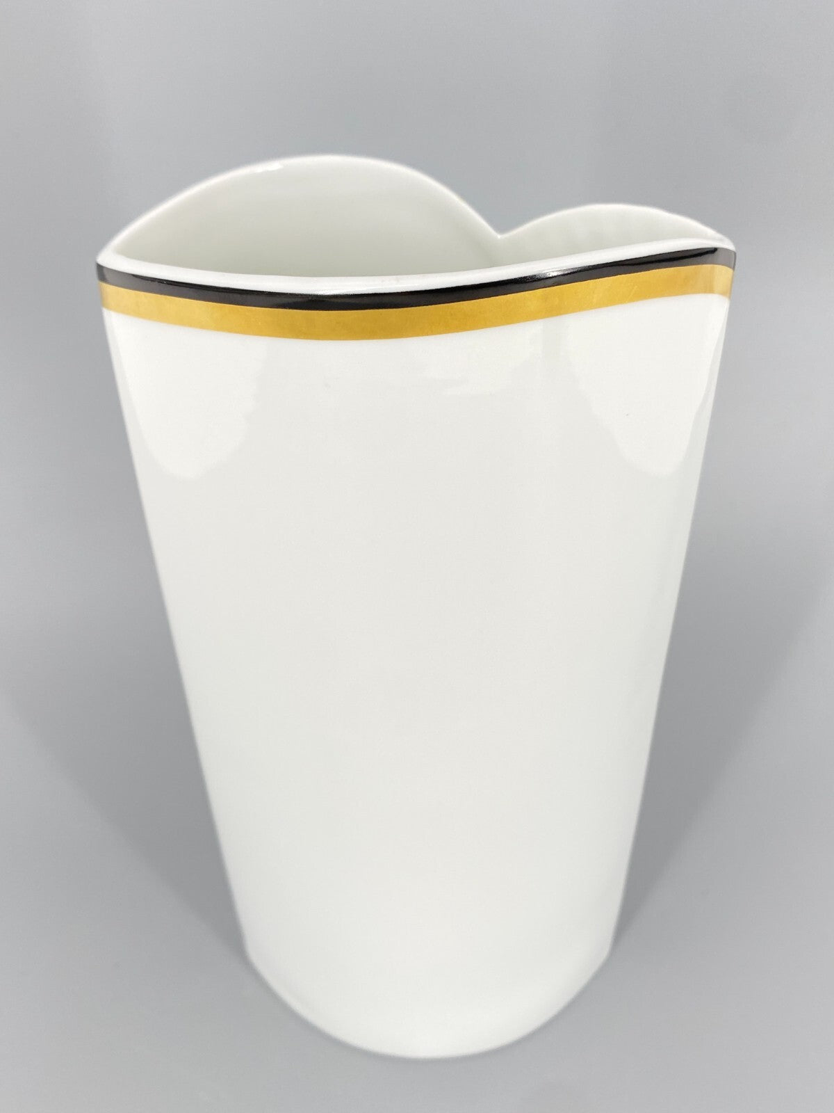 * VASE AK KAISER ALBOTH NOSSEK ART DECO DESIGN WEIß SCHWARZ GOLD VINTAGE